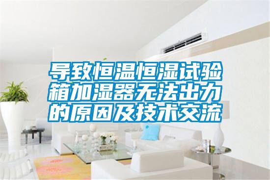 导致恒温恒湿试验箱加湿器无法出力的原因及技术交流